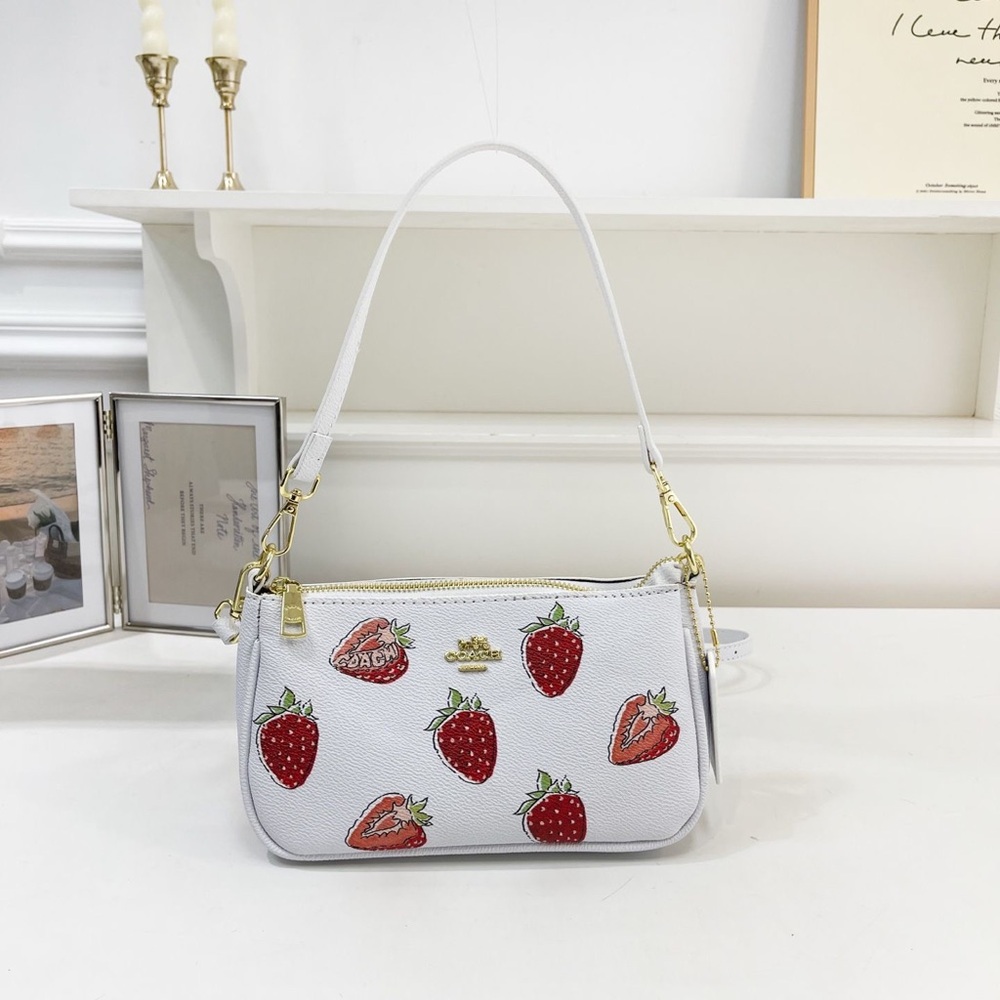 Coach White Bag with Red Strawberry Design